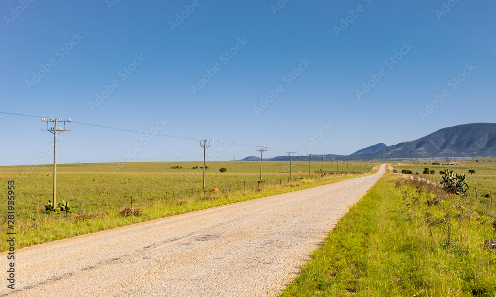 View of an empty country highway road View of an empty country highway road