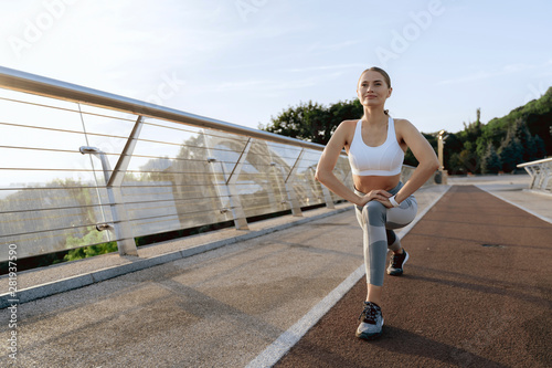 Happy athletic lady on workout training outdoor © Yakobchuk Olena