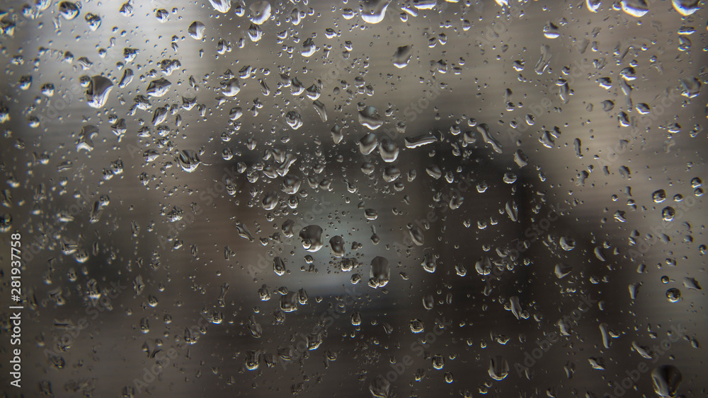 Glass wet by rain.