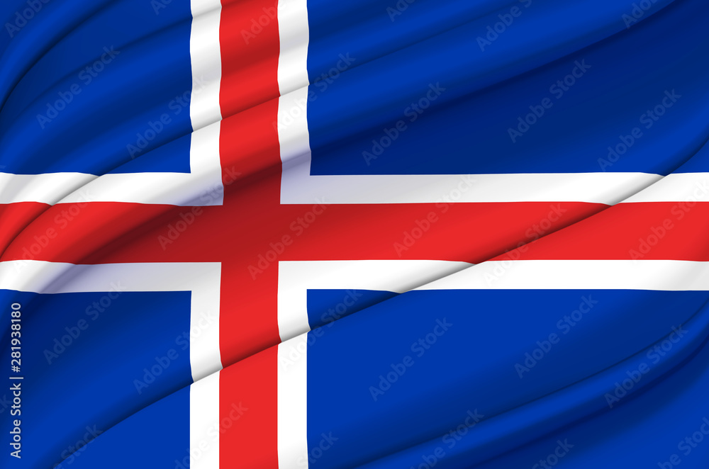 Obraz premium Iceland waving flag illustration.