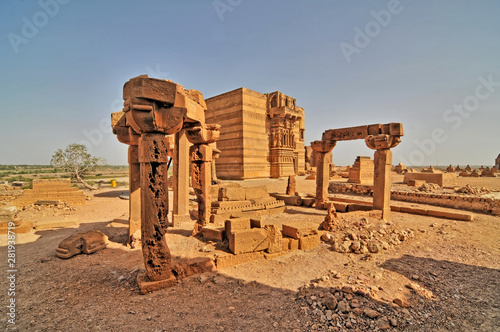 Makli Necropolis  -  one of the largest funerary sites in the world, near the city of Thatta, in Pakistan. photo