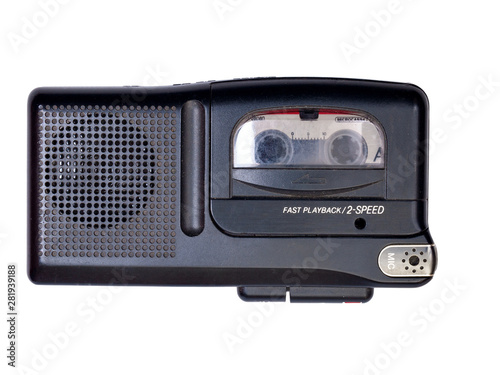 portable analog voice recorder isolated on white background