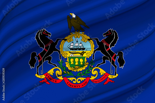 Pennsylvania waving flag illustration.