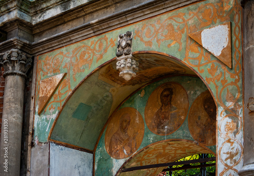 Faced on the outer facade with majolica tiles Teremok was built in the late 17th century by architect Larion Kovalev, the walls and arches of the gate are painted with frescoes photo