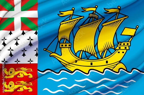 Saint-Pierre And Miquelon waving flag illustration.
