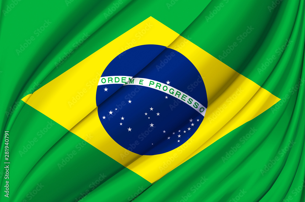 Fototapeta premium Brazil waving flag illustration.