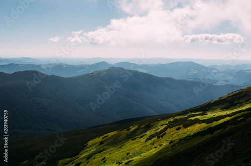 Mountain hill path road panoramic landscape. © Petryshak