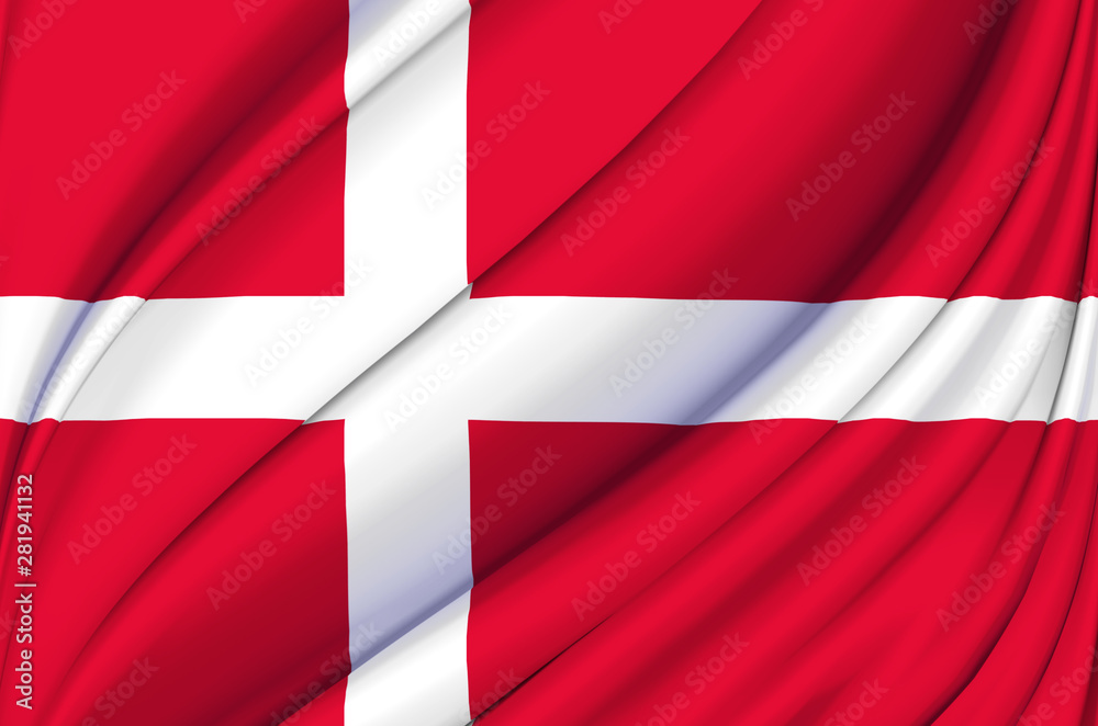 Fototapeta premium Denmark waving flag illustration.