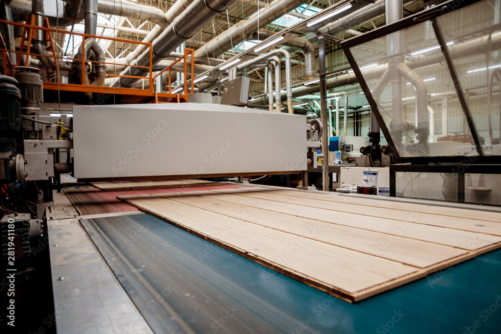 the production line of the wooden floor factory.