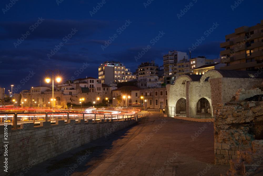 Fototapeta premium City at night. Crete