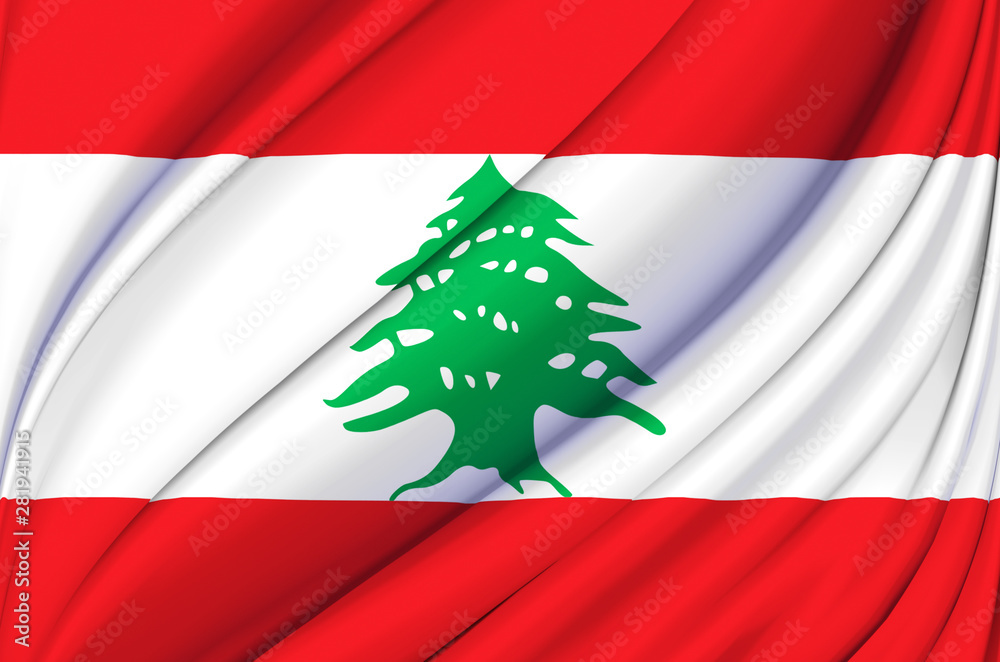 Lebanon waving flag illustration.