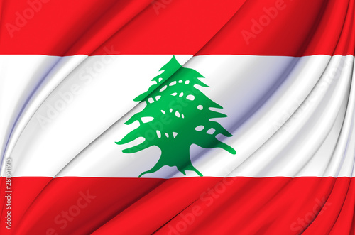 Lebanon waving flag illustration.