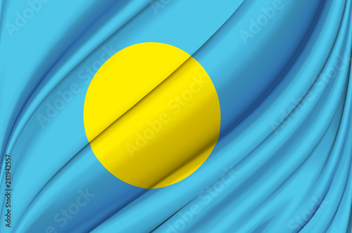Palau waving flag illustration.