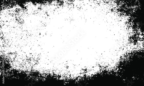 Monochrome composition of irregular graphic elements. Distressed uneven grunge background. Abstract vector illustration. Overlay to create interesting effect and depth. Isolated on white background.