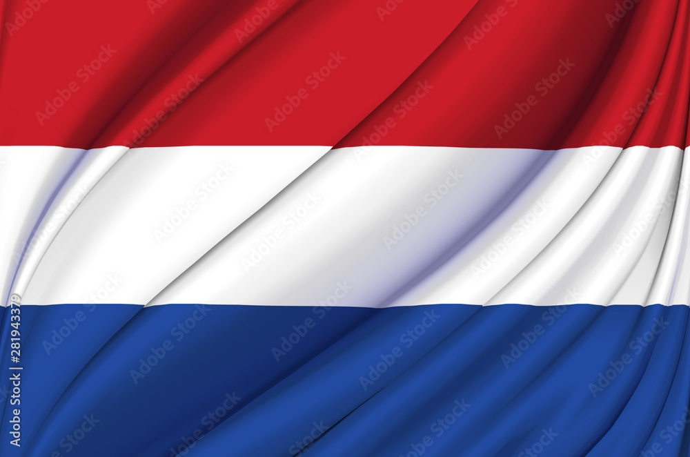 Fototapeta premium The Netherlands waving flag illustration.