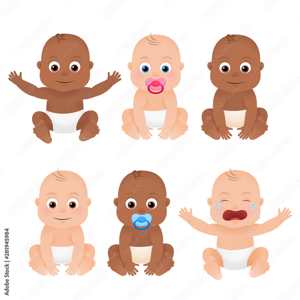 Set with cute little baby with different emotions Set with cute little baby with different emotions