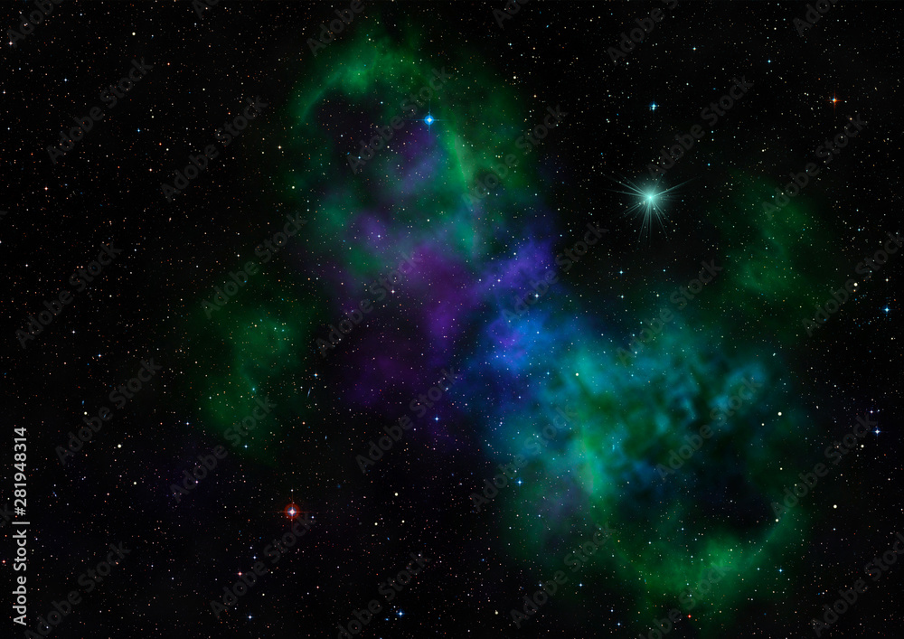 Small part of an infinite star field. 3D rendering Small part of an infinite star field. 3D rendering