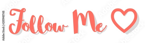 Follow Me Banner Coral color on a white background