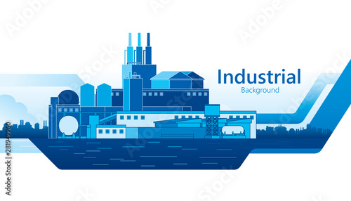 The industrial plant and manufacture building background. Vector illustration of abstract industry landscape