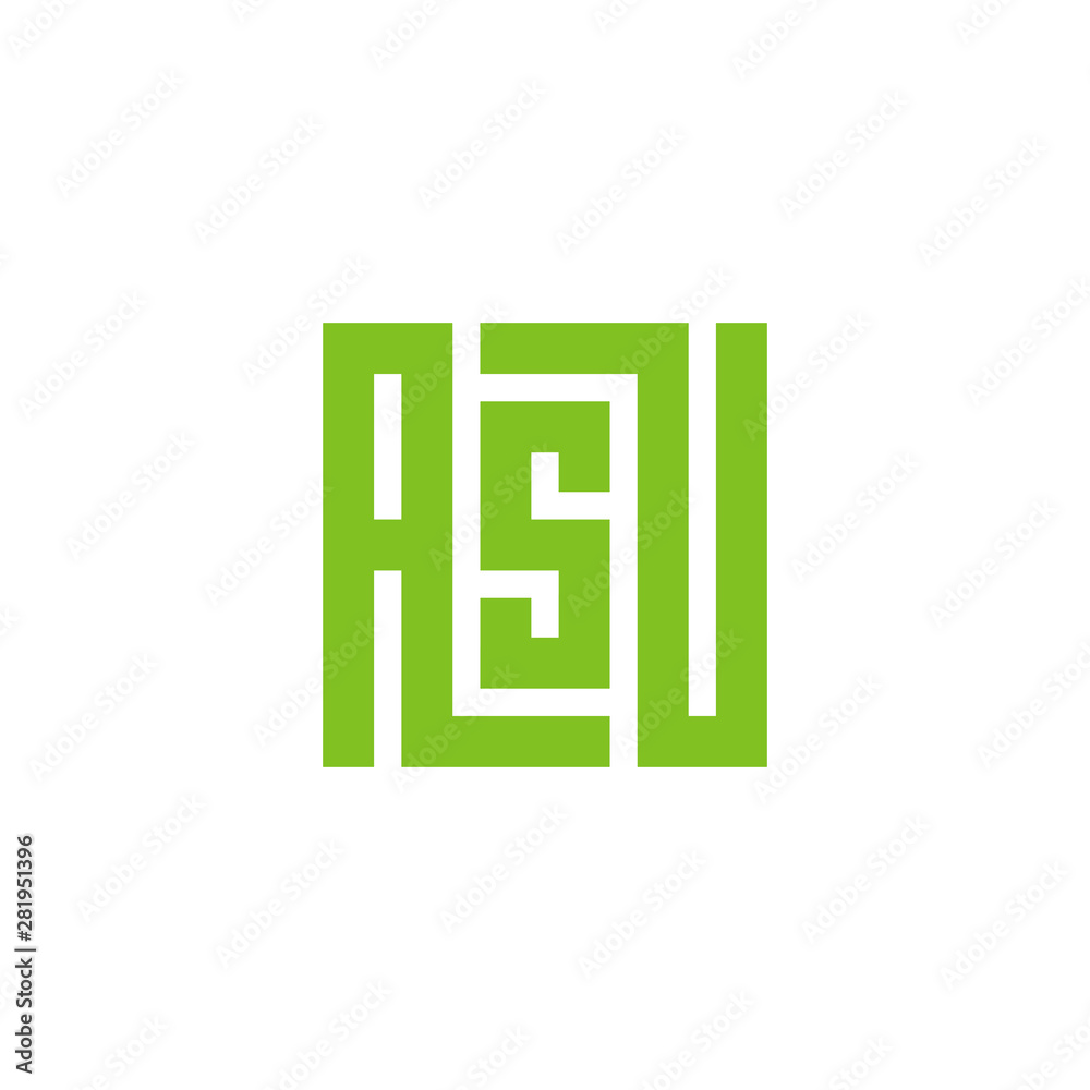 Obraz premium Initial Letter ASU Logo. Minimal Square Shape Icon Design - Vector
