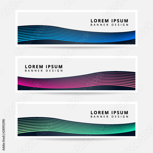 Collection Abstract Wave Blend Line Geometric Business Banner set vector template. Modern background template for web banner design. EPS10 Vector.