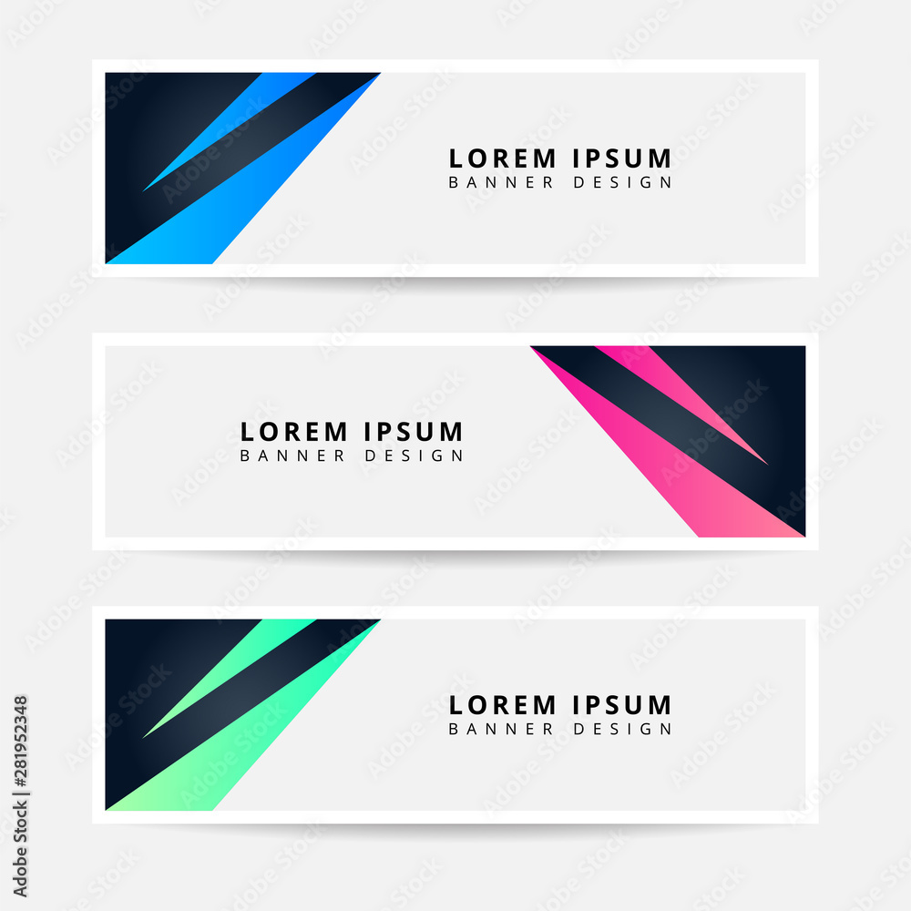 Fototapeta premium Collection Abstract Geometric Business Banner set vector template. Modern background template for web banner design. EPS10 Vector.