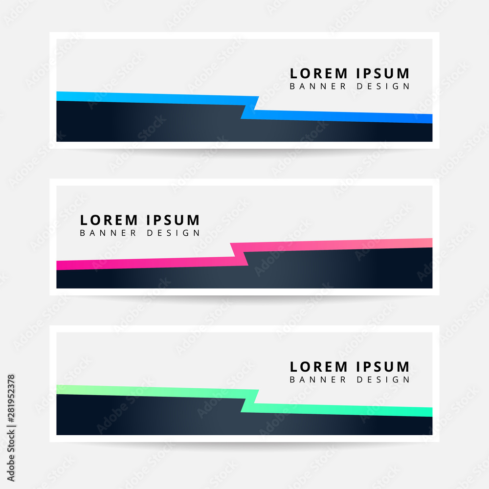 Fototapeta premium Collection Abstract Lightning/Bolt Geometric Business Banner set vector template. Modern background template for web banner design. EPS10 Vector.