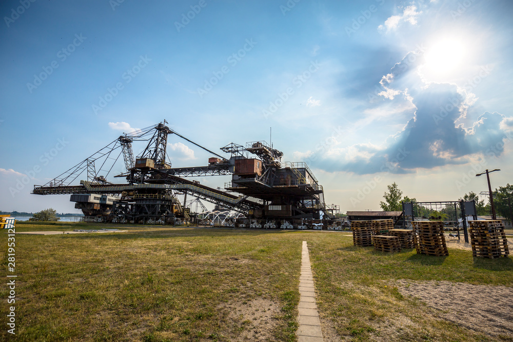 Gigantic excavators in disused coal mine Ferropolis, Germany