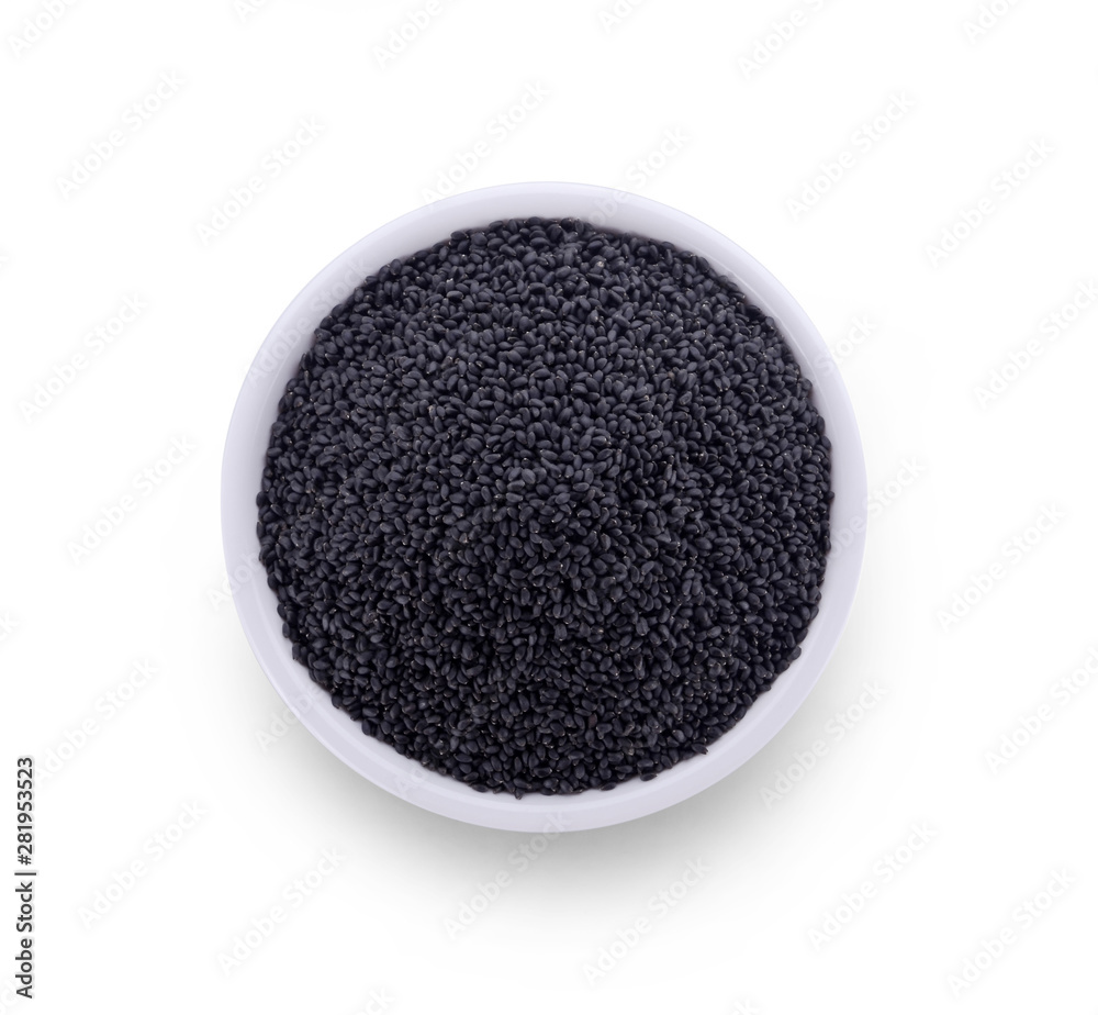 Black Sesame Seeds on white background Black Sesame Seeds on white background