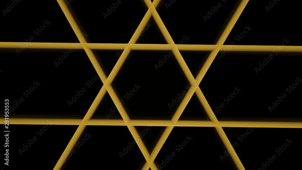 David star symbole, jewish religious symbole. Star of David is created by motion modification of sketched gold ornament. FullHD resolution