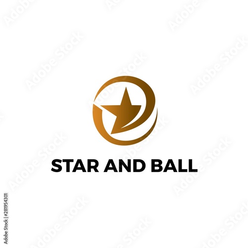 Free Download Golden star inside swirl circle globe logo design - GFXLoad