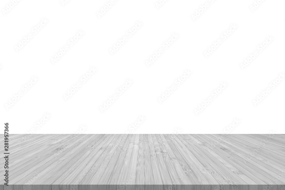 Isolated bamboo wood floor in grey texture on white wall background