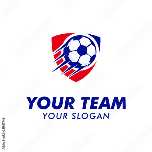 soccer ball logo team with emblem logo template