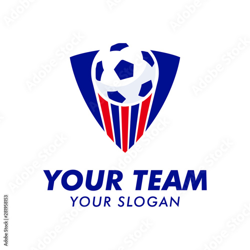 soccer ball logo team with emblem logo template