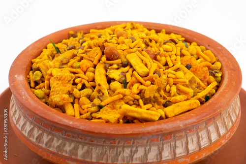 Indian Traditional Namkeen Food on White Background photo