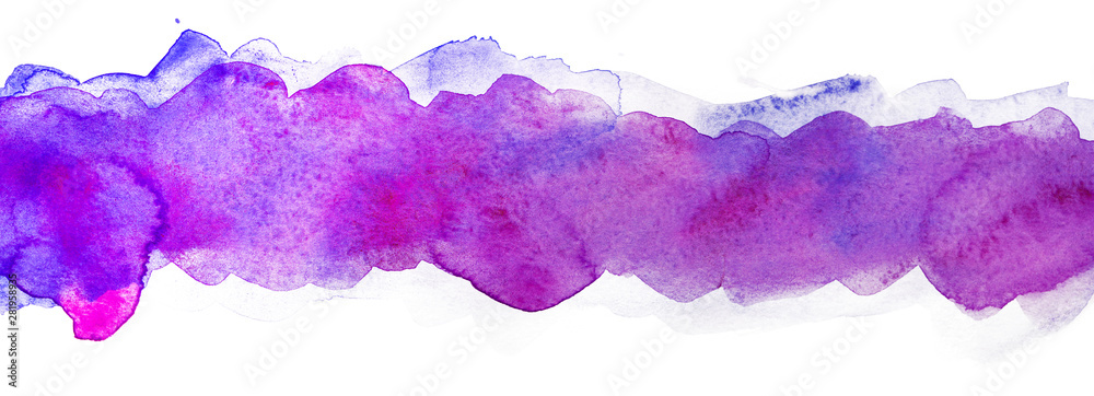 Watercolor strip with paper texture, watercolor hand drawing multilayer. Bar, band horizontal element background for design, greeting card, web design and printing.