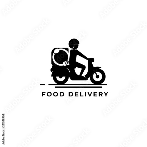 food delivery logo vector icon ilustration, food delivery motor logo vector icon ilustration