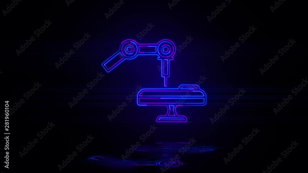 Medical robot operation in neon effect mp4 video on dark background Medical robot operation in neon effect mp4 video on dark background