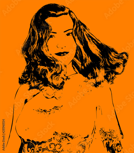 Portrait of a beautiful brunette girl with long hair developing in the wind
