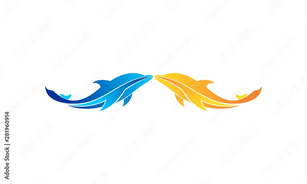 Obraz premium Two dolphins icon