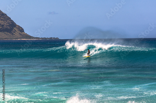 Surfing on the wave, Oahu, Hawaii