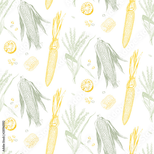 Corn on the cob vintage design seamless pattern