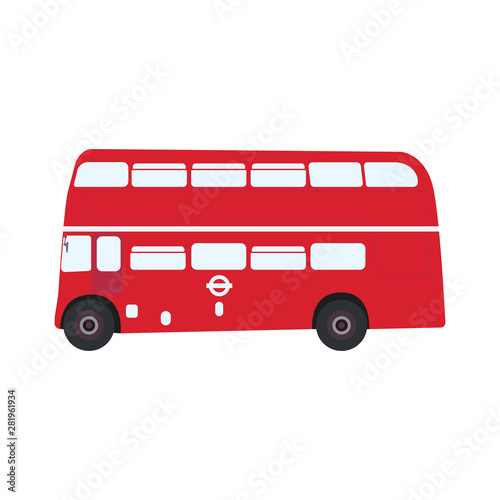 English classic double decker bus, side view. British bus, vector icon.