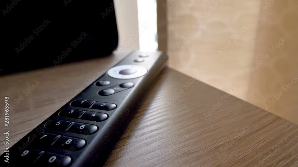 The closer look of the remote control of the tv