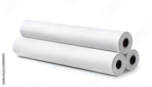 Three rolls of blank white paper