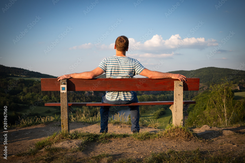 Man sits at overlook