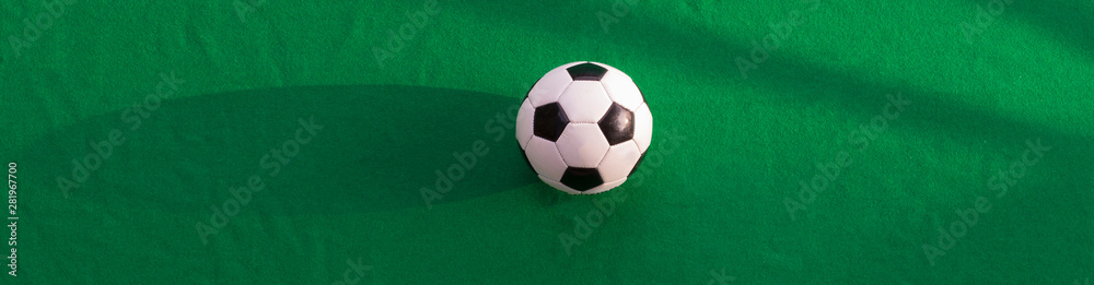 classic soccer ball on green background