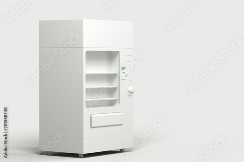 The white model of vending machine with white background, 3d rendering.