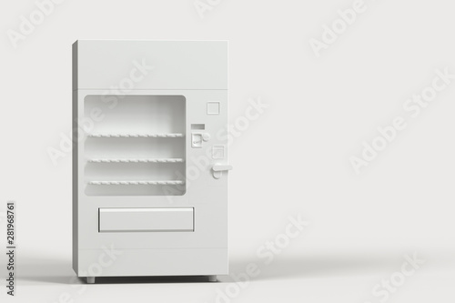 The white model of vending machine with white background, 3d rendering.