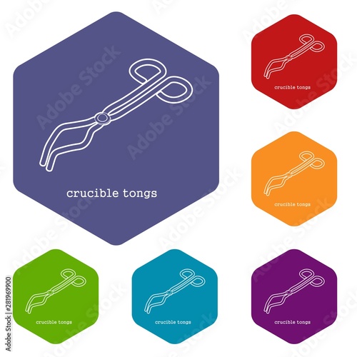 Crucible tongicon in outline style isolated on white background vector illustration